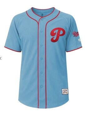 Philadelphia Phillies Light Blue Baseball Jersey with Red Piping